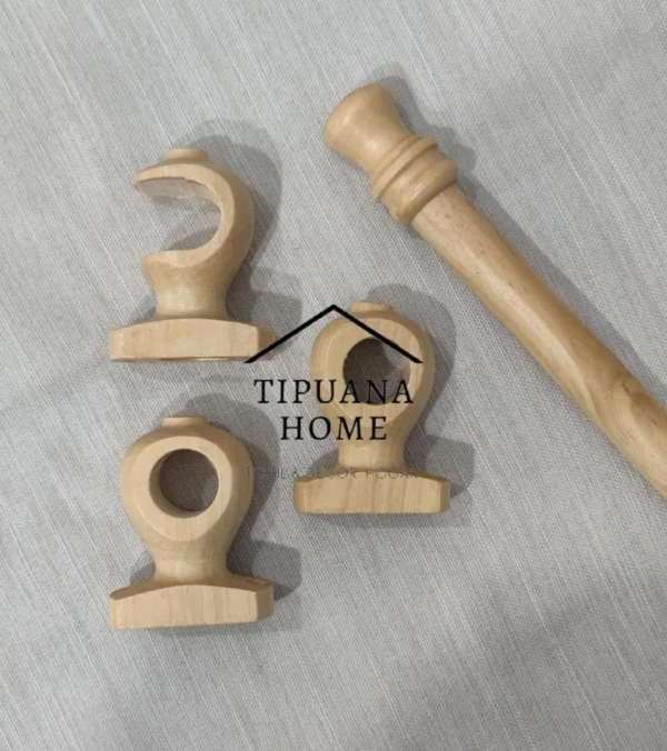 Barral Porta-cortinas de Madera Fino