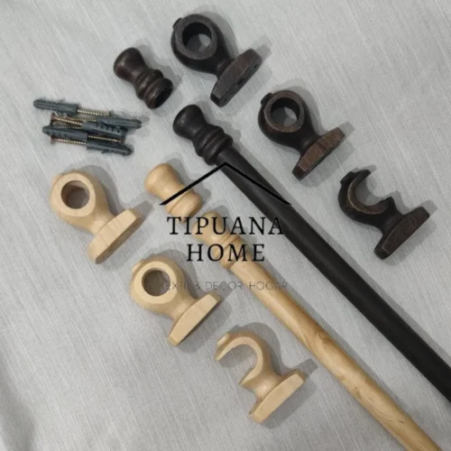 Barral Porta-cortinas de Madera Fino