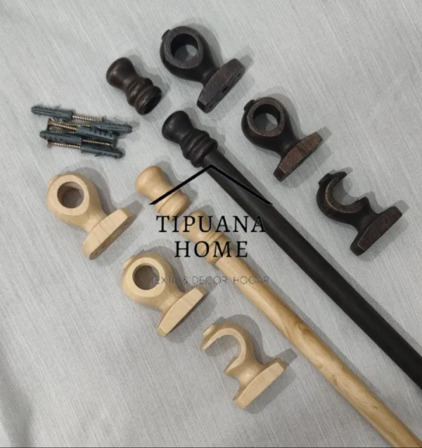 Barral Porta-cortinas de Madera Fino