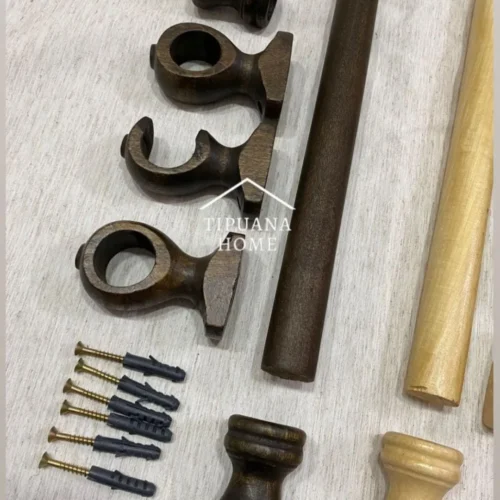 Barral Porta-cortinas de Madera Grueso