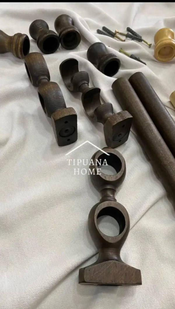 Barral Porta-cortinas Doble de Madera Grueso