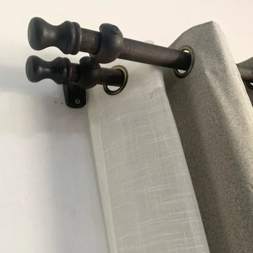 Barral Porta-cortinas Doble de Madera Grueso