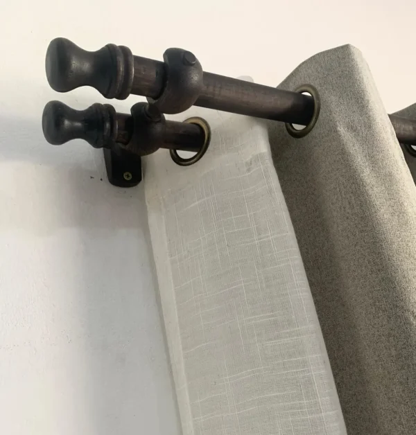 Barral Porta-cortinas Doble de Madera Grueso